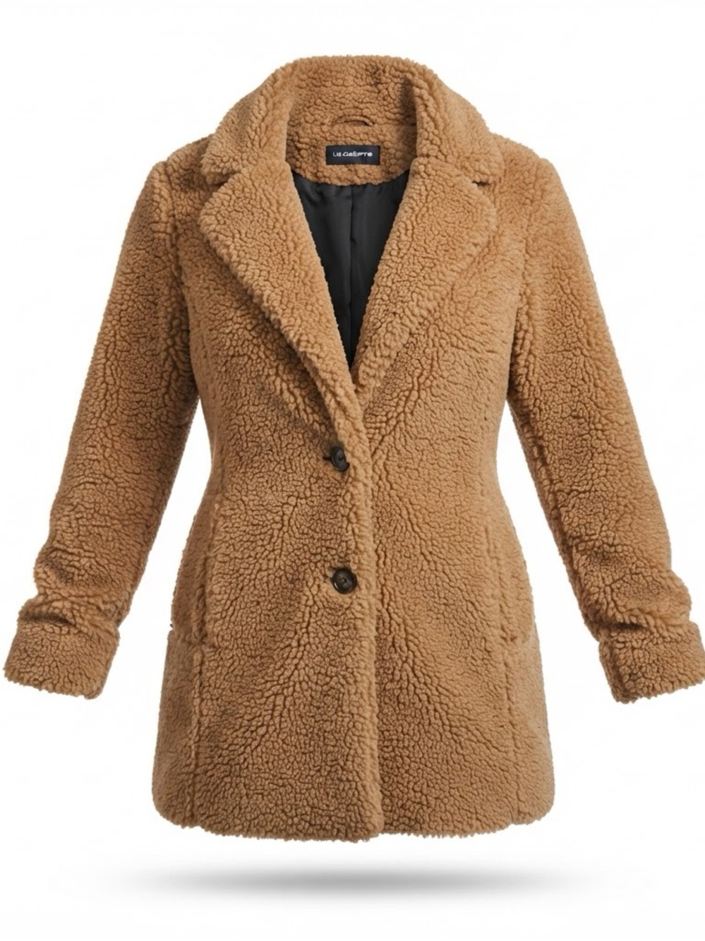 Liz Claiborne Camel Teddy Faux-Shearling Jacket